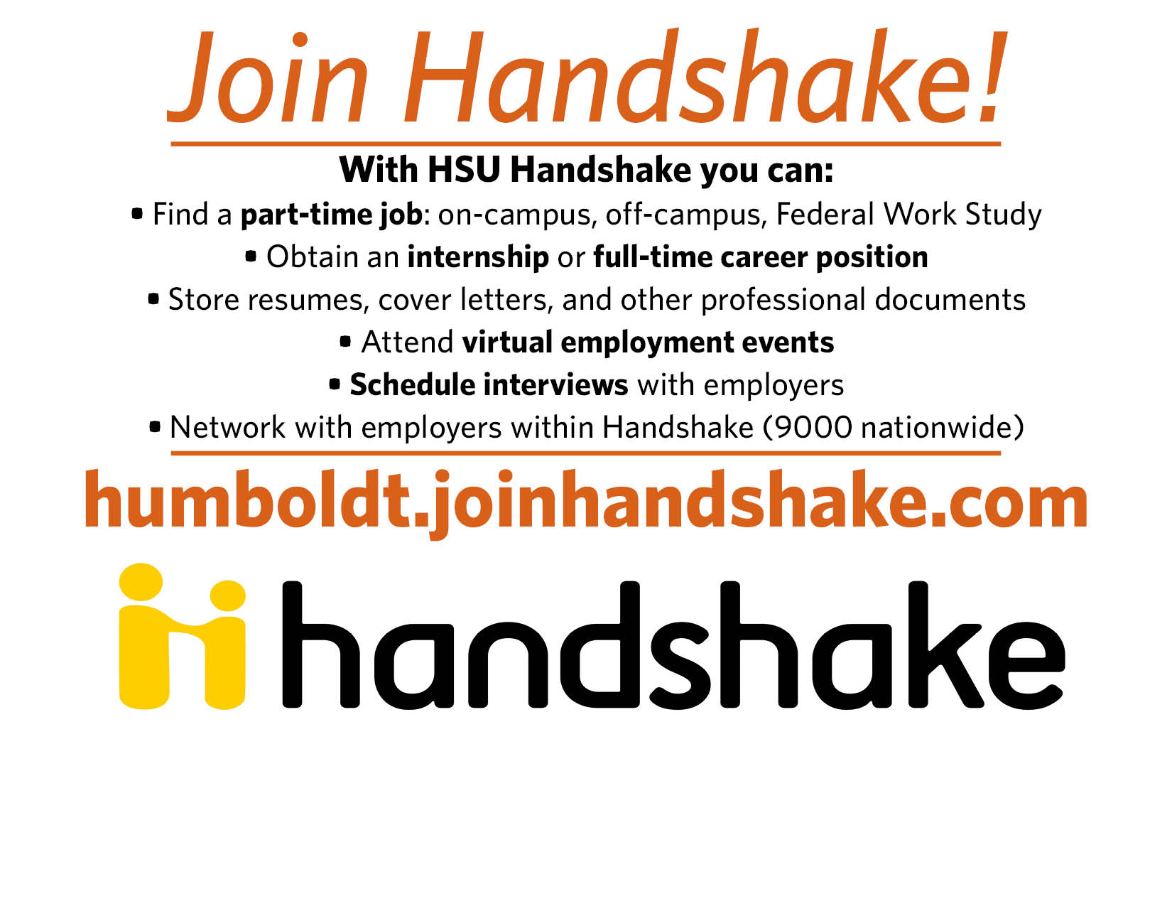 humboldt.joinhandshake.com to register for handshake